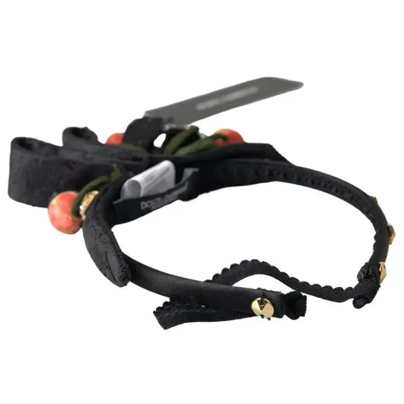 Dolce & Gabbana Black with multicolor Fig Fruit Crystal Tiara Diadem Headband